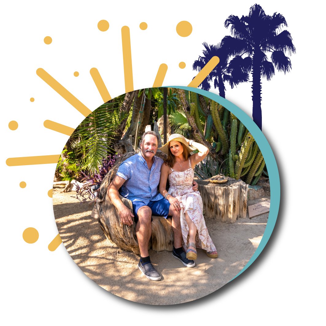 vista mirage resort couple sitting down outside